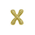 Macro shot of gold plated letter X charm with pave set cubic zirconia stones - English Letter X (DB241107-X)