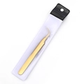 Golden stainless steel lash tweezers for lash extension in transparent PVC bag - Titanium Gold Butterfly Clip