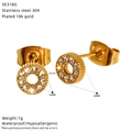 Technical specifications for 6mm 18k gold plated stainless steel zircon stud earrings - Round Style (SE318G)