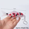 Realistic white and red PVC koi fish keychain model, 11cm length, weight approx 44g - 11cm / Keychain style / Red Black Silver Variegated