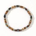 Men's natural semi-precious stone beaded bracelet with hematite spacers and green turquoise - Tiger Eye Hematite Cylinder Bracelet (B-B24061205A)