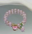 Pink crackle bead bracelet with a cute My Melody character charm and golden accents - S020-pink Kuromi Pink Burst Pattern Bracelet #sz433