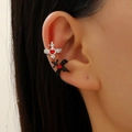 Gothic cross ear cuffs with red heart gemstone in silver and black metal finishes - Black Silver Mix (29)