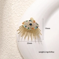 Golden Evil Eye pendant with colorful zircon stones measuring 23mm by 19mm - E002G Radial Colorful Eye