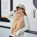 Elegant camel winter scarf with fringe details styled with a cozy knit sweater - Tassel Style / 220g (200x70cm) / Camel