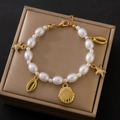 Starfish Shell Pearl Bracelet (KC Gold 12338)