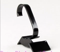 Black plastic C-ring watch display stand with a stable rectangular base for store showcase - Black One-Piece Watch Stand