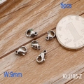 Set of 5 silver stainless steel lobster clasps with 9mm width for DIY jewelry making - Steel Color Lobster Clasp (KLJ185-Z)