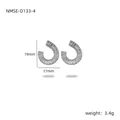 Orecchini a C in acciaio al titanio argento con zirconi a baguette da 19x17mm - Colore Acciaio Zircone Bianco
