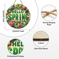 22cm wooden Hello Spring door sign with daisy and bee patterns for rustic home decor - Floral Bee Easter Eggs Style (Style B)