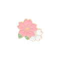 Exquisite pink and white enamel cherry blossom brooch with green leaves and gold finish - Pink And White Sakura Style (XZ3351)