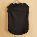 Solid black sleeveless pet t-shirt with curved hem displayed on a pearl hanger - Black