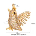 Bird pendant charm with gold plating and cubic zirconia micro-pave setting - Full Zircon Bird-Gold