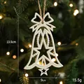 Cloche de Noël blanche scintillante pour décoration de sapin avec corde en chanvre - Cloche de Noël Blanche