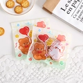 Cute cartoon bear and rabbit frosted transparent stand-up snack pouches for cookies - Balloon Bear & Rabbit / 13.5 x 13.5cm