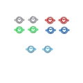 Macro view of colorful heart-shaped rhinestone connectors in silver and blue metal - 2# 10pcs Set (Round Heart Series)