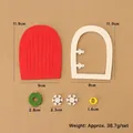 Kit porta in miniatura rossa per casa delle bambole con ghirlanda di Natale e fiocchi - Set di mini porte natalizie