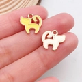 Golden cat charms for DIY jewelry making featuring yellow enamel and brushed metal texture - Cat