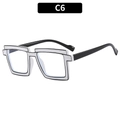 Square TR90 anti-blue light glasses with C6 bold black and white cartoon style frame - Solid White Frame Black Legs