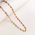 Elegant rose gold double heart necklace with clover-shaped links and polished finish - Necklace / Rose Gold