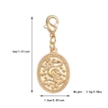 Macro view of gold tarot coin pendant with size dimensions and weight specifications - Hands Holding Moon and Stars Pendant