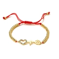 Bracciale intrecciato regolabile con cuore in zircone, battito cardiaco e ciondoli - Oro/Rosso/Multicolore