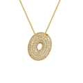 Close-up of 18K gold plated letter O pendant with sparkling cubic zirconia pavé setting - Letter O / Gold