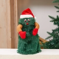 Plüsch-Weihnachtsbaum-Spielzeug mit roten Handschuhen und Mütze auf Holzgrundlage - Großer Rotierender Baum