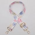 Adjustable wide canvas bag strap with colorful floral patterns and gold lobster clasps - No. 609 Gold Hook