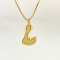Polished gold puffy letter pendant necklace with a sleek balloon style design - Letter L / Gold