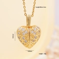 Golden heart wing pendant necklace with cubic zirconia stones and 40cm chain - Feather Pattern Heart / Gold
