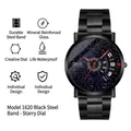 ORUSS 1620 men's steel watch with a starry blue creative dial and waterproof mineral glass - Steel Band Starry Sky