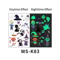 Luminous Halloween cartoon tattoo sticker with glowing pumpkin and ghost patterns - 120*76mm / Devil Zombie Pattern (WS-K83)