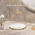 Golden birdcage display rack with marble base for lipstick and perfume storage - Single Layer / Platinum