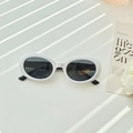 Oval frame kids sunglasses in white acetate with UV400 dark grey protective lenses - White Frame Black Legs