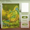 A5 refillable notebook with landscape art cover and 60 lined sheets for students - A5 Thousand Miles of Rivers and Mountains (Green) / A5/60 Sheets Lined