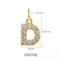 Colgante letra D bañado en oro 14K con circonitas, mide 8,5x6mm, peso de 0,36g - Letra D