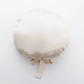 Adjustable champagne silk satin sleep bonnet for women featuring a large decorative bow - Apricot