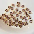 Faceted purple glass round pendant with gold plated rim for DIY jewelry making - Gold Base Smoky Purple