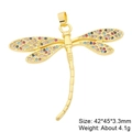 Macro detail of gold dragonfly pendant with colorful zircons and precise dimensions - Extra Large Colored Zircon Dragonfly Style (31)