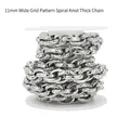 11mm wide stainless steel twisted rope chain for men with checkered texture finish - 11mm Lattice Spiral Chain*1 Meter