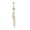 Piercing de nombril doré avec symbole infini en zircone et pendentif fleur à pompon - XY-11 Fleur Infini