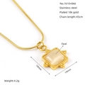 Quadratische Opal-Halskette aus 18K vergoldetem Edelstahl mit einer Schlangenknochenkette - Cremeweißes Quadratisches Katzenauge (ZN1610G-066)