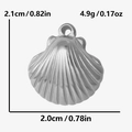 Detailed view of silver shell pendant with 2.1cm height and 2.0cm width dimensions - Silver