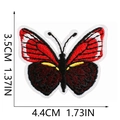Detailed butterfly embroidery patch in red and black with precise size measurements - Red Black White Yellow Butterfly (C19HD-075-20)