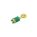 Dettaglio del ciondolo a forma di orso verde con anello d'oro e gonna di cristalli - Solo Ciondolo / verde chiaro