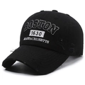 Vintage schwarze Boston 1630 Bestickung Baumwoll-Baseballkappe mit Distressed-Finish - Schwarz