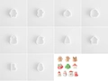 Juego de 11 cortadores de galletas navideños de plástico blanco con muñeco de nieve - Juego de 10 Mini Anillos W089