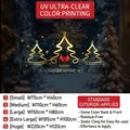 Stickers électrostatiques sapin de Noël doré avec nœud rouge et vœux de Noël - Petit【75*40CM】 / Or Statique Sans Colle