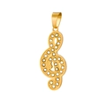 Detailed view of a gold-plated treble clef pendant with shimmering inlaid crystals - HD-83 Musical Note Pendant Only (Without Chain)